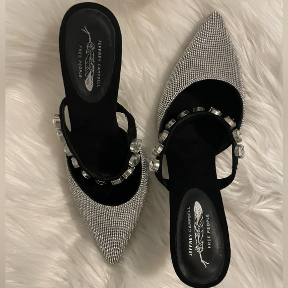 Jeffrey Campbell x Free People Private Event Mule Black Suede Pave Jeweled - Picture 3 of 4
